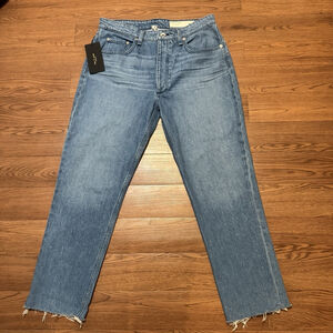 NWT Rag & bone Nina High-Rise Ankle Cigarette Jeans Size:31 Poppy Blue Raw Hem